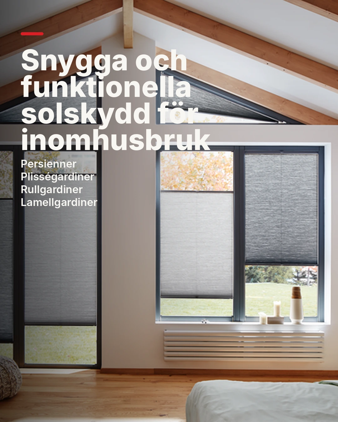 Dalamarkis annons för persienner, plisségardiner, rullgardiner och lamellgardiner